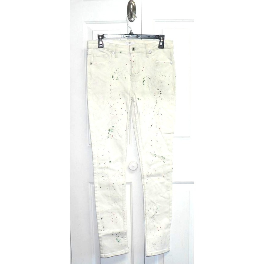 BP. Women's Paint Splatter Cotton Blend Pocket Skinny Jeans in White Multi 30x32